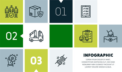 Naklejka premium Roadside assistance infographic design with icons, made by thin line style with editable strokes.