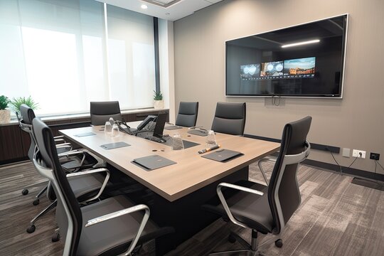 virtual conference room, equipped with best-in-class technology and tools to support any type of meeting, created with generative ai