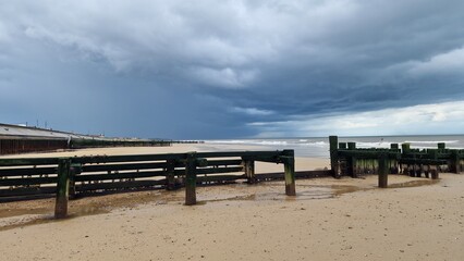 Fototapeta na wymiar Walcott beach Norfolk UK stormy weather