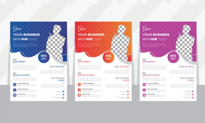 Vector illustration template in A4 size flyer for corporate business, marketing, business proposal, promotion, advertise, publication	