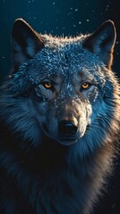 Wolf Portrait on Dark Background. Generative ai