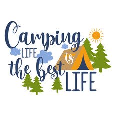 Camping hand written lettering Mental health quote. Modern typographic slogan. Vector illustration.