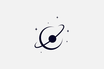 planetary design logo template with orbit ring - obrazy, fototapety, plakaty