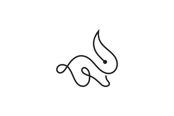 rabbit simple continuous line style logo