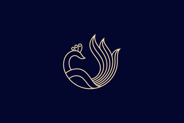 peacock line art style logo with luxury design