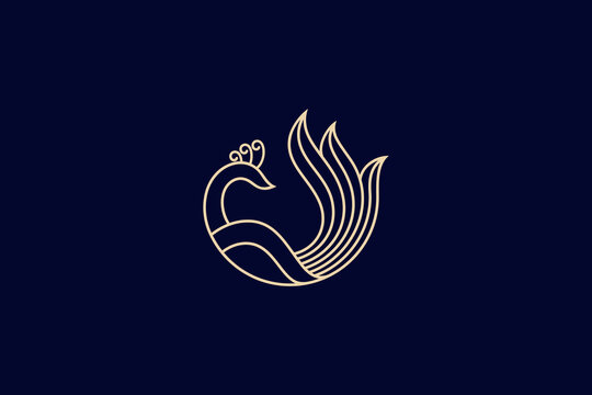 recommend clip art: peacock line art style logo with luxury design