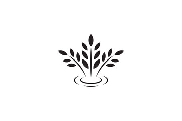 wheat or rice plant simple vector logo design