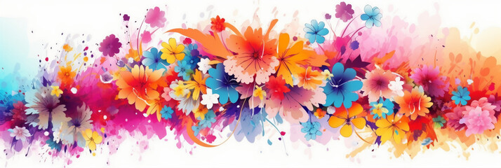 Abstract floral background with colorful flowers. Created with Generative AI tools