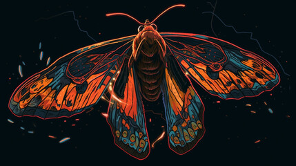Obraz na płótnie Canvas Night moth flying around a light Generative AI 