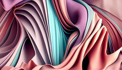 Abstract Modern 3D Render Background with Acidic Hues and Folded Cloth Macro Generative AI