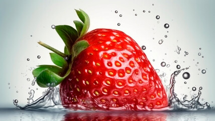 strawberry splash in water