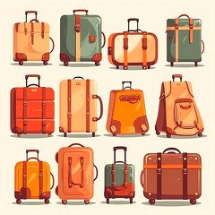 set of suitcases isolated on white