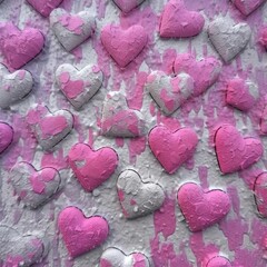 Obraz premium pink and red hearts, generative ai