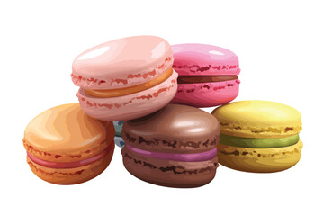 Colorful macarons cakes, Small French cakes realistic vector