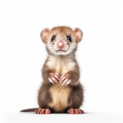 Obraz premium Baby Ferret isolated on white (generative AI)