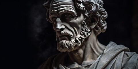 Lucius Annaeus Seneca, a prominent Roman philosopher, statesman, and tragedian. Known for his stoic philosophy and insights on life and death. Generative AI - obrazy, fototapety, plakaty