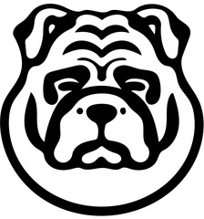 Mascot logo of a bulldog in black and white, vector illustration of a pet dog