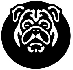 Mascot logo of a bulldog in black and white, vector illustration of a pet dog