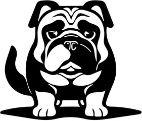 Mascot logo of a bulldog in black and white, vector illustration of a pet dog