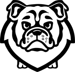 Mascot logo of a bulldog in black and white, vector illustration of a pet dog