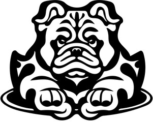Mascot logo of a bulldog in black and white, vector illustration of a pet dog