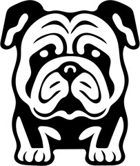 Mascot logo of a bulldog in black and white, vector illustration of a pet dog