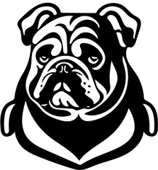 Mascot logo of a bulldog in black and white, vector illustration of a pet dog
