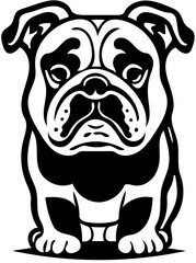 Mascot logo of a bulldog in black and white, vector illustration of a pet dog