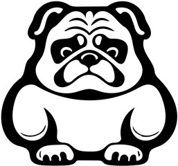 Mascot logo of a bulldog in black and white, vector illustration of a pet dog