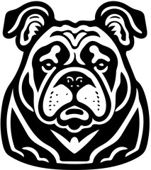 Mascot logo of a bulldog in black and white, vector illustration of a pet dog