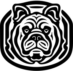 Mascot logo of a bulldog in black and white, vector illustration of a pet dog