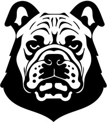 Mascot logo of a bulldog in black and white, vector illustration of a pet dog