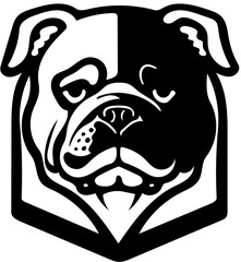 Mascot logo of a bulldog in black and white, vector illustration of a pet dog