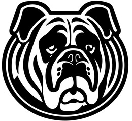 Mascot logo of a bulldog in black and white, vector illustration of a pet dog