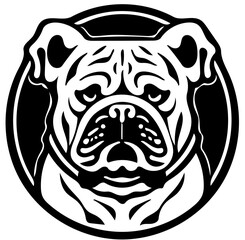 Mascot logo of a bulldog in black and white, vector illustration of a pet dog