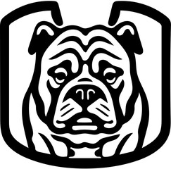 Mascot logo of a bulldog in black and white, vector illustration of a pet dog
