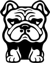 Mascot logo of a bulldog in black and white, vector illustration of a pet dog