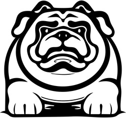 Mascot logo of a bulldog in black and white, vector illustration of a pet dog