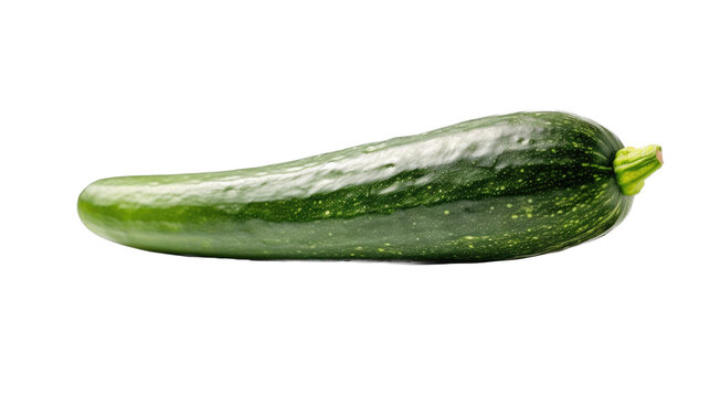 an isolated single cucumber, garden-themed, photorealistic illustration on a transparent background cutout in PNG. Generative AI