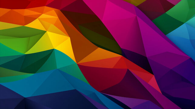 Geometric backgrounds and hearts of LGTBI pride. Funds with LGTBI colors. LGTBI pride celebration. Images created by AI.
