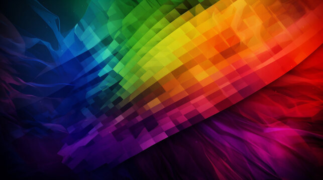 Geometric backgrounds and hearts of LGTBI pride. Funds with LGTBI colors. LGTBI pride celebration. Images created by AI.