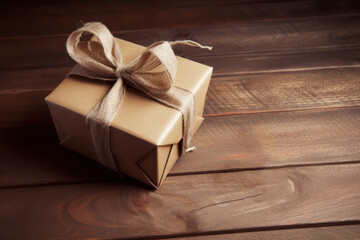 Obraz na płótnie Canvas gift box with ribbon on table, generative ai