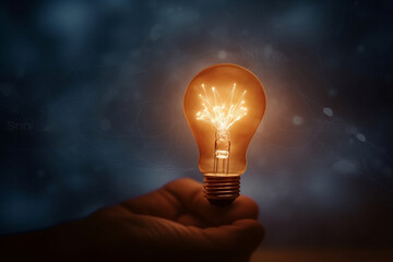 Generative AI Glowing Lightbulb- Creative Thinking and Problem Solving
