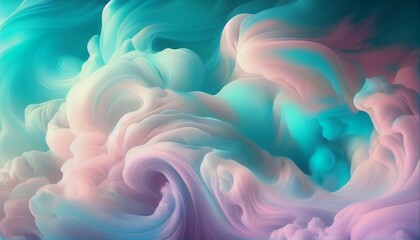 Fototapeta premium Clouds in waves of smoke, pastel color gradients. Created with AI tools.