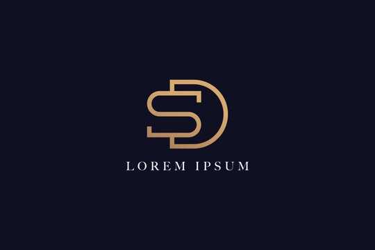 SD letter golden company logo design, sd golden minimal, sd initials, sd typo 