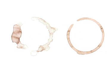 Coffee cup rings isolated on a white background	
