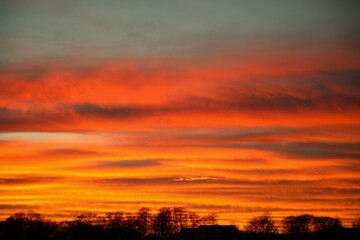 Evening sky - clear with small clouds
