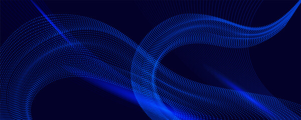 Abstract luxury glowing lines curved overlapping on dark blue background. Template premium award design.