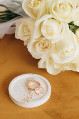 wedding rings and roses