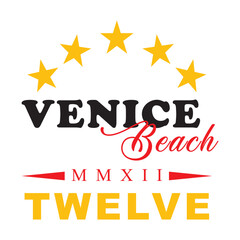 Venice beach, MMXII, twelve, five stars.
Fashion Design, Vectors for t-shirts and endless applications.